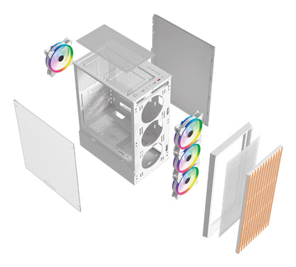 Gabinete Gamer Balam RushCompact Media Torre Dragonfly Wood GM580 Balam Rush / Blanco