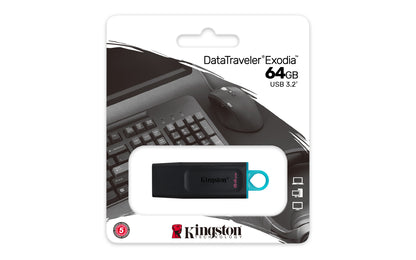 Memoria USB Kingston DataTraveler Exodia 64GB 3.2 Color Negro
