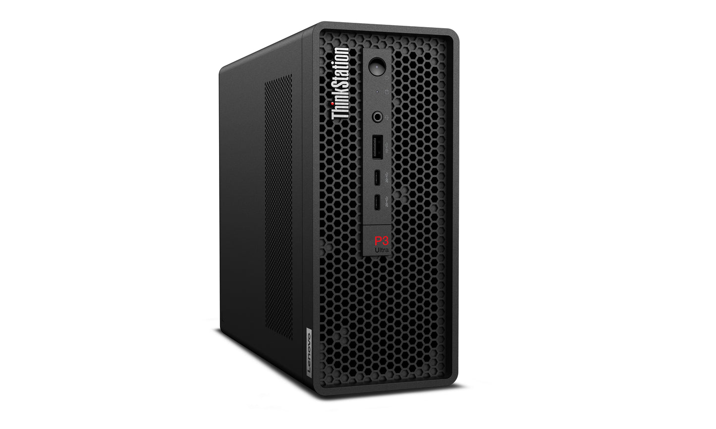 Lenovo ThinkStation P3 Ultra SFF Gen 2 Intel Core Ultra 7 265 16 GB DDR5-SDRAM 512 GB SSD NVIDIA RTX A1000 Windows 11 Pro Mini Tower Estación de trabajo Negro