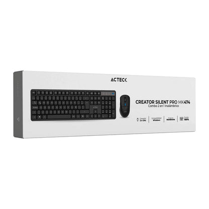 Acteck Creator Silent Pro MK474 teclado Ratón incluido Universal RF inalámbrico QWERTY Español Negro