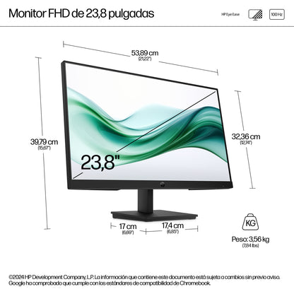 HP Series 3 Pro 23.8 inch FHD Monitor - 324pv monitor de computadora 60.5 cm (23.8") 1920 x 1080 Pixeles Full HD LCD Negro