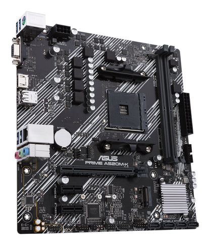Tarjeta Madre Asus PRIME A520M-K 2xDDR4 64GB 4400Mhz HDMI VGA PCIe 3.0 M.2 S AM4 Ryzen mATX