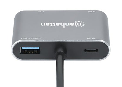Manhattan 130691 base para laptop o replicador de puertos Alámbrico USB 3.2 Gen 1 (3.1 Gen 1) Type-C Gris