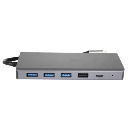 Hub TechZone Silvery 1A Docking Station Bulk 13en1 con Alta Velocidad Miltipuerto HDMI 4K Incluye Adaptador de CA/CC