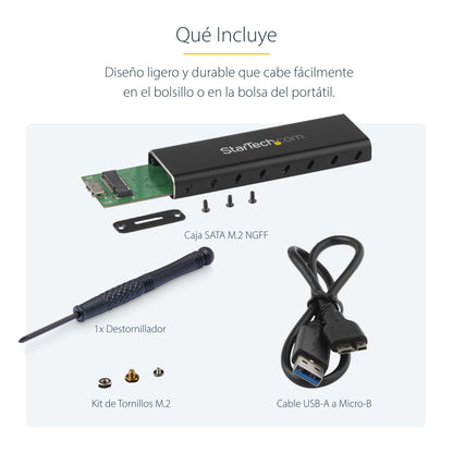 StarTech.com SM2NGFFMBU33 caja para disco duro externo Carcasa para SSD Negro