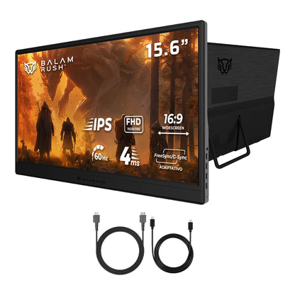 Monitor Balam Rush Portatil 15.6 Nomad Nm15d 4ms 60hz Full HD IPS LED HDMI USB-C Negro