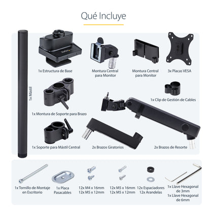 StarTech.com 3MP2AG-MONITOR-ARM soporte para pantalla plana 68.6 cm (27") Escritorio Negro
