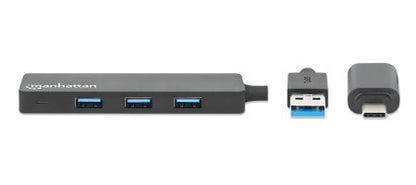 Manhattan 180863 nodo concentrador USB 3.2 Gen 1 (3.1 Gen 1) Type-A + Type-C 5000 Mbit/s Negro