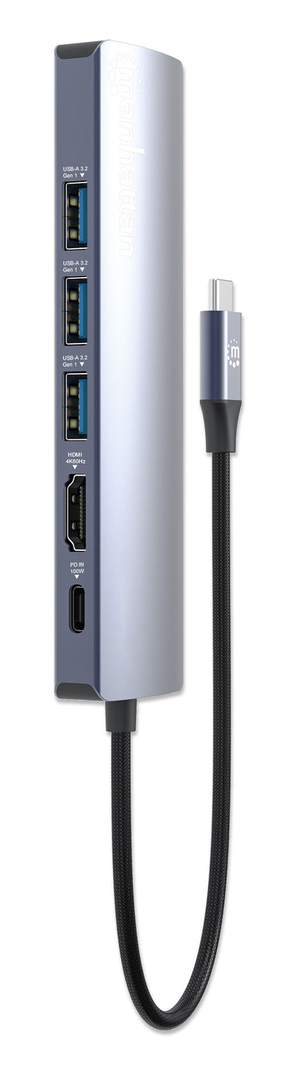 Manhattan 153959 base para laptop o replicador de puertos Alámbrico USB 3.2 Gen 1 (3.1 Gen 1) Type-C Plata