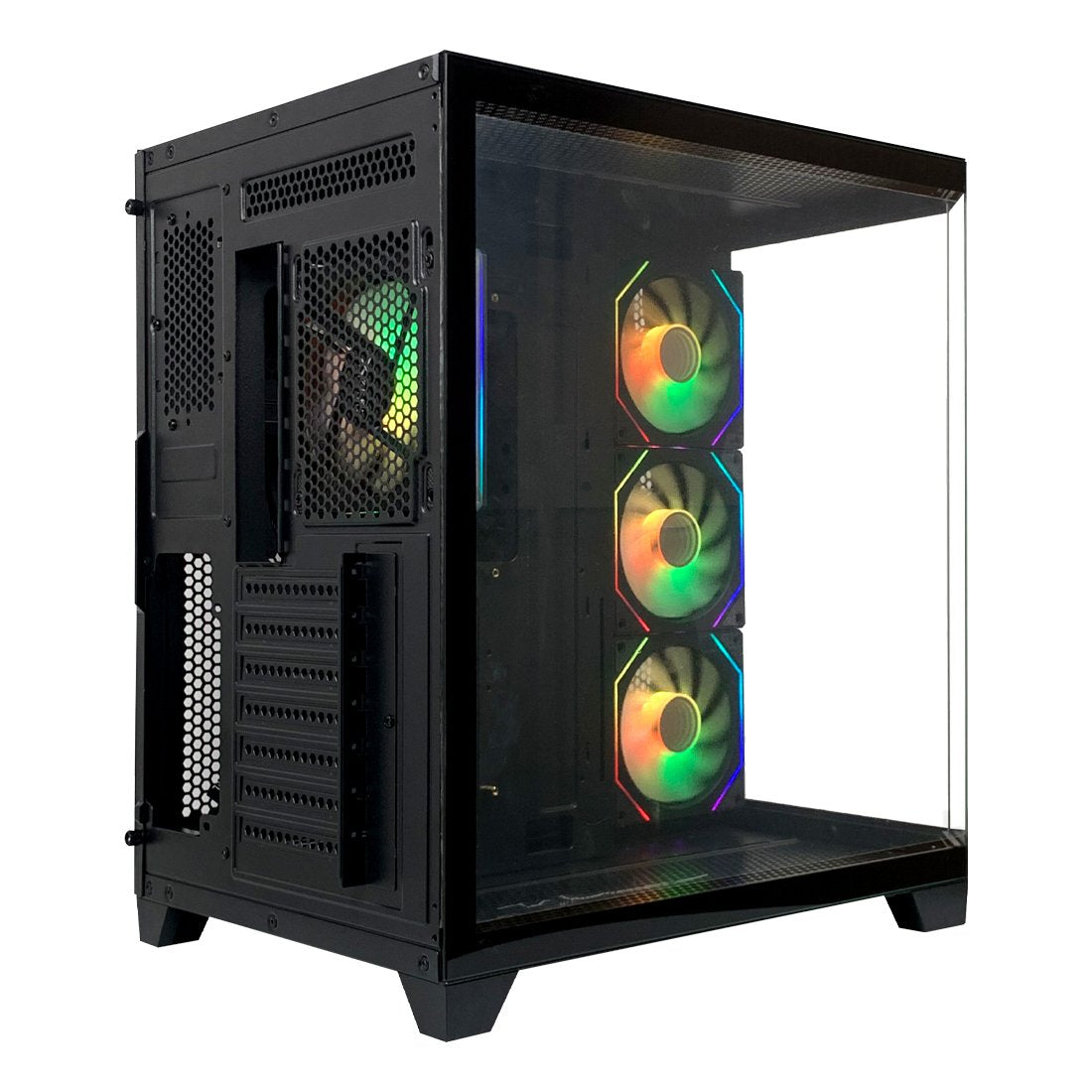Gabinete Gamer Xzeal Mid Tower XZ150 ATX Panel Vidrio + Metal 2xUSB1.0 + 1xUSD3.0 + 1x3.5mm + 4 ARGB Ventiladores Negro