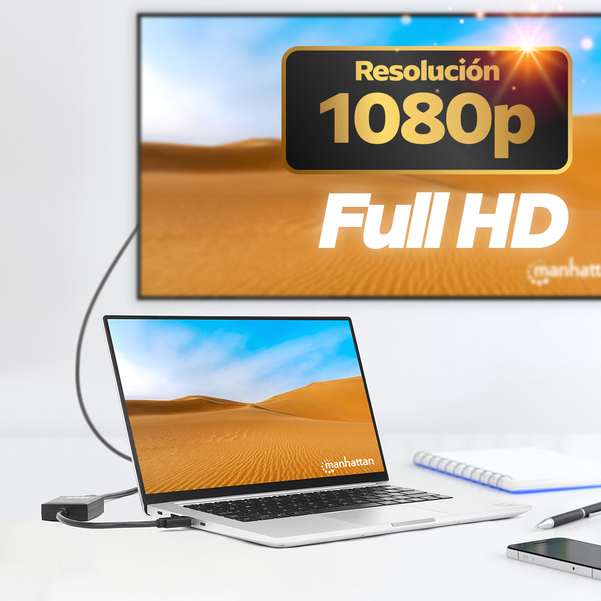 Manhattan 153690 adaptador gráfico USB Negro