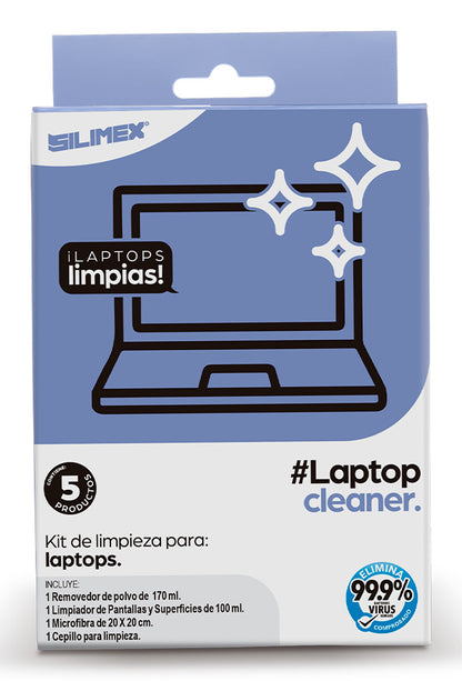 Kit Limpieza Silimex Laptopcleaner Incluye Toallita Microfibra 20x20 cm Limpiador 100 ml y Removedor De Polvo 170 ml