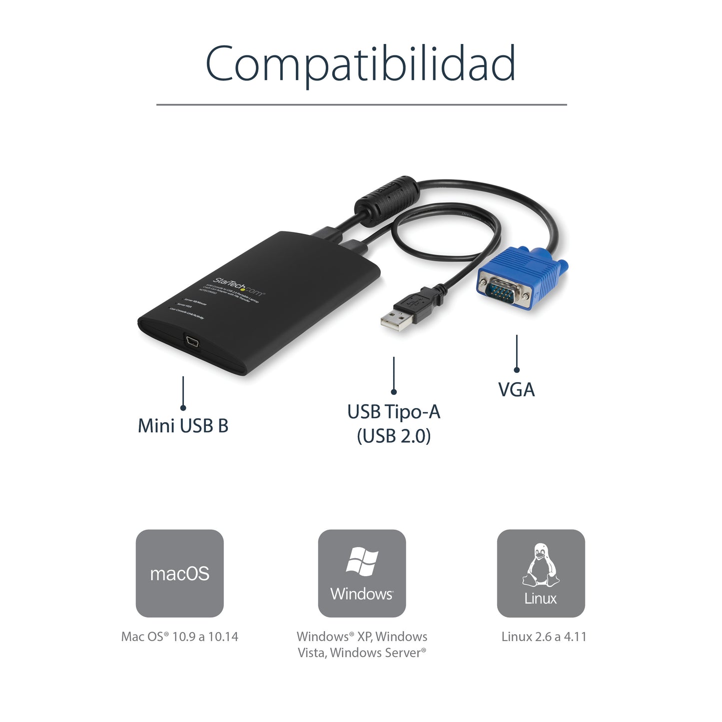 StarTech.com NOTECONS02 interruptor KVM Negro