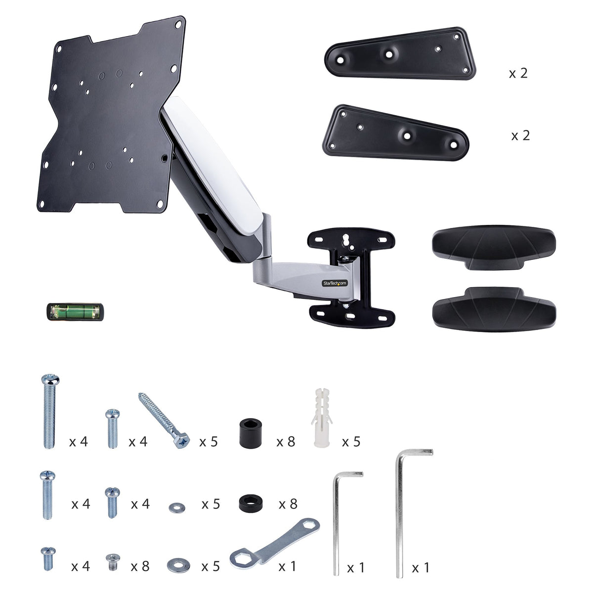 StarTech.com FHA-TV-WALL-MOUNT soporte para TV 139.7 cm (55") Negro, Plata