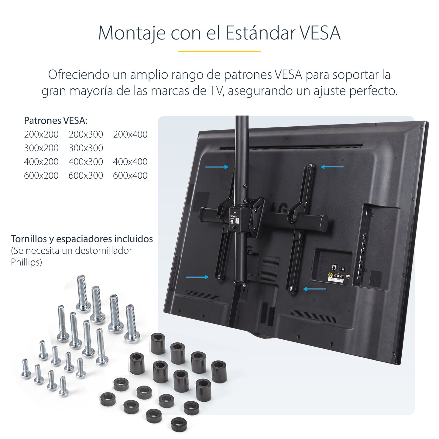 StarTech.com FPCEILPTBLP soporte para pantalla de señalización 190.5 cm (75") Negro