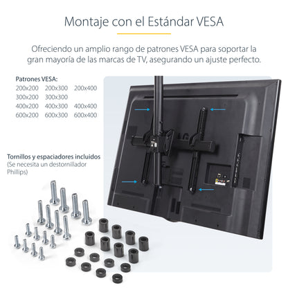 StarTech.com FPCEILPTBLP soporte para pantalla de señalización 190.5 cm (75") Negro