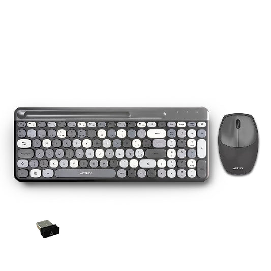 Kit Teclado y Mouse Acteck Creator Chic Colors MK470 Inalámbrico 2xBaterías AAA Incluidas Color Gris
