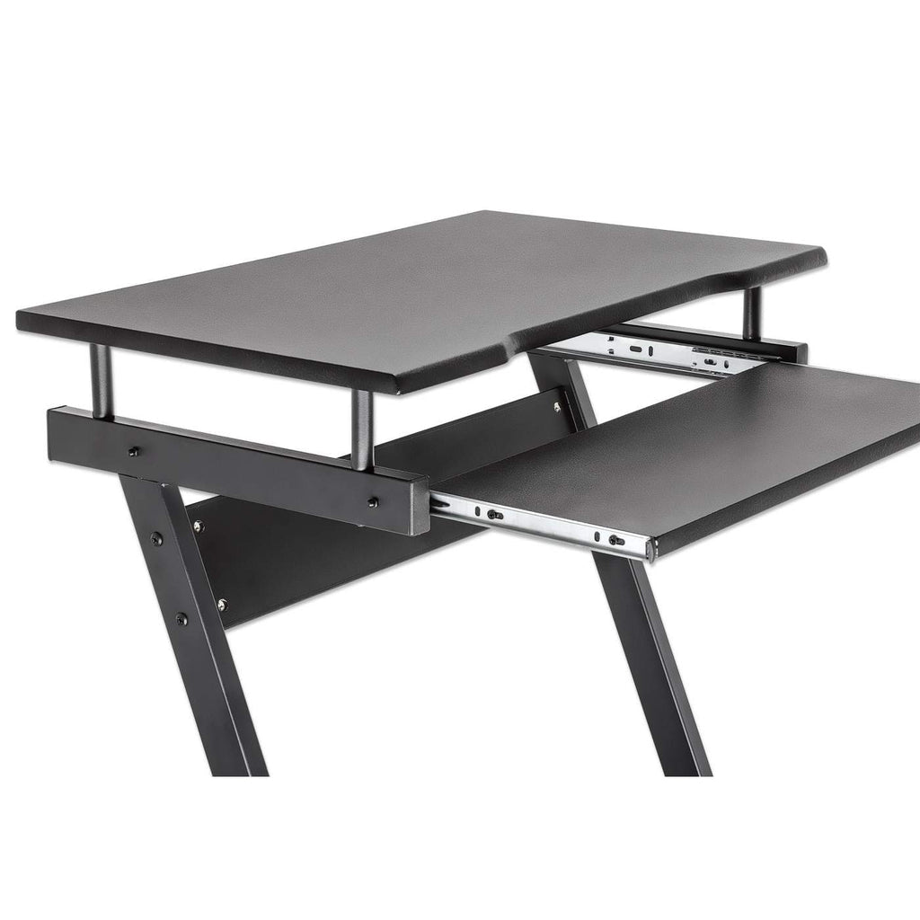 Escritorio Manhattan Compacto con Ruedas Bandeja Deslizable para Teclado Repisa Inferior para CPU Color Negro