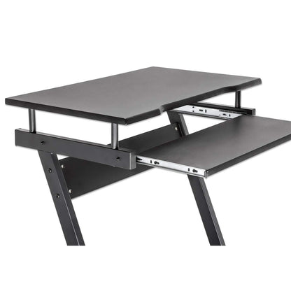 Escritorio Manhattan Compacto con Ruedas Bandeja Deslizable para Teclado Repisa Inferior para CPU Color Negro
