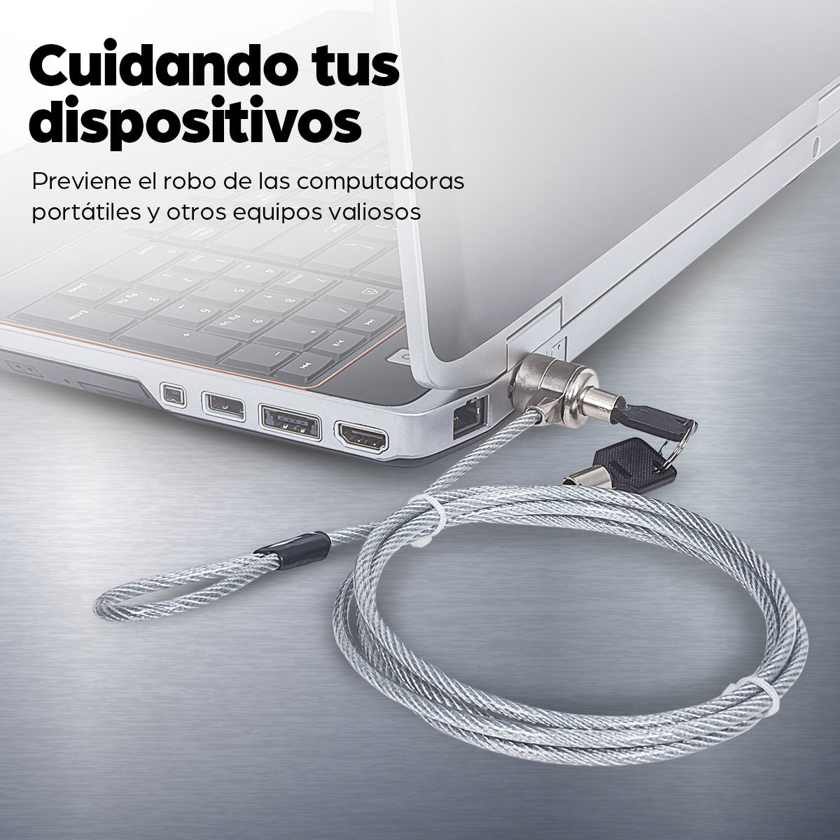 Candado Manhattan Seguridad Laptop 1.4m C/Llave