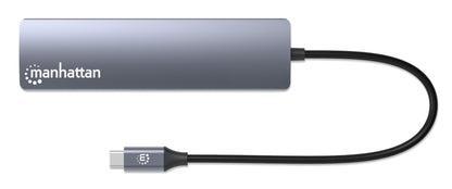 Manhattan 153959 base para laptop o replicador de puertos Alámbrico USB 3.2 Gen 1 (3.1 Gen 1) Type-C Plata