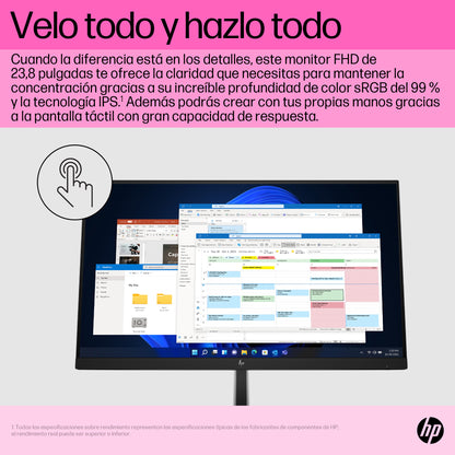 HP E24t G5 FHD Touch Monitor monitor de computadora 60.5 cm (23.8") 1920 x 1080 Pixeles Full HD LCD Negro