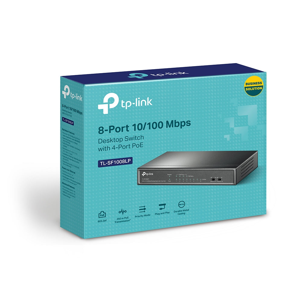 TP-Link TL-SF1008LP dispositivo de redes No administrado Fast Ethernet (10/100) Energía sobre Ethernet (PoE) Negro