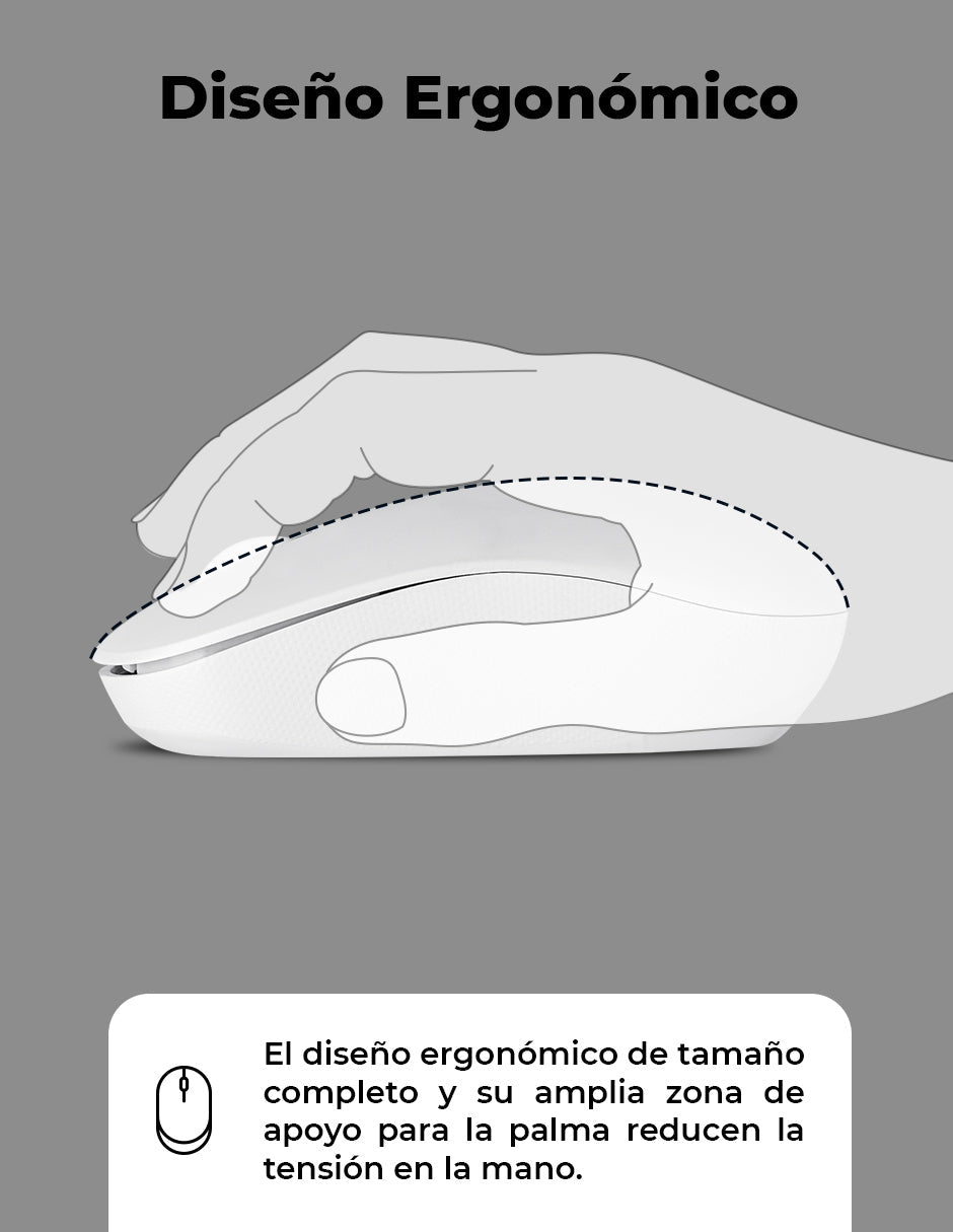 Mouse inalámbrico Blanco Armor recargable  wireless TechZone
