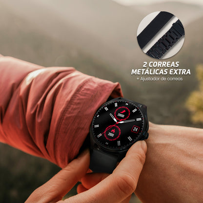 Smart Watch Vorago SW-505 Redondo IP67 Bluetooth Pantalla AMOLED 1.43"  Táctil Negro 2 Extensibles