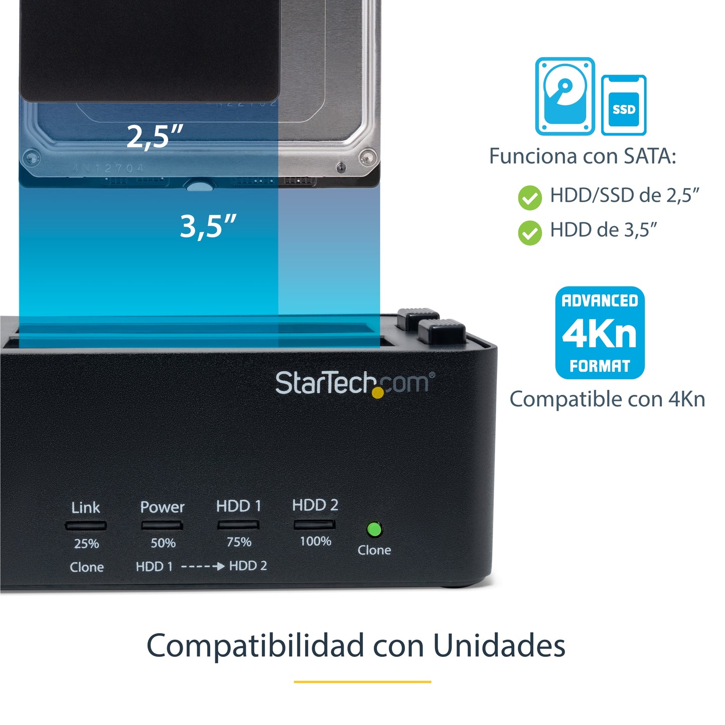 StarTech.com SATDOCK2REU3 duplicador de datos o soporte Duplicador de HDD/SSD Negro 1 copias