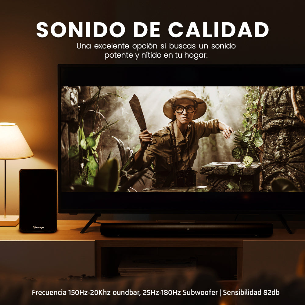 Barra de Sonido Vorago 4x15w Subwoofer 50w Inalambrico Salidas HDMI ARC Bluetooth 5.0 110w Rms Pantalla