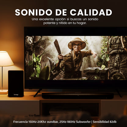 Barra de Sonido Vorago 4x15w Subwoofer 50w Inalambrico Salidas HDMI ARC Bluetooth 5.0 110w Rms Pantalla