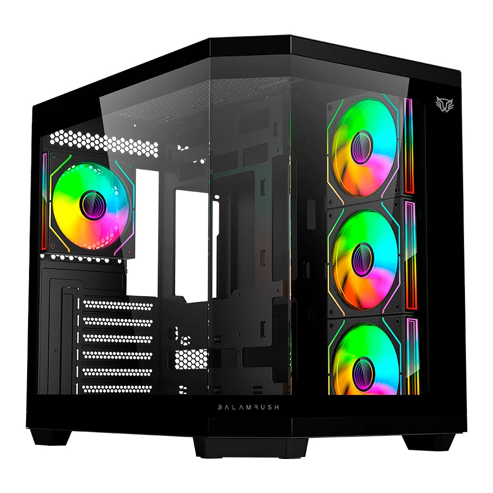 Gabinete Gamer Balam Rush Media Torre Tank Master 9600 TB USB C 3.1/USB 3.0/USB 2.0/Audio Fan ARGB Negro