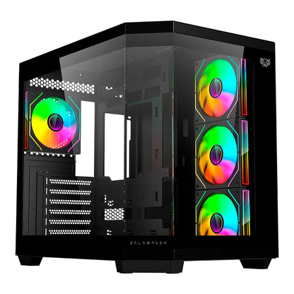 Gabinete Gamer Balam Rush Media Torre Tank Master 9600 TB USB C 3.1/USB 3.0/USB 2.0/Audio Fan ARGB Negro