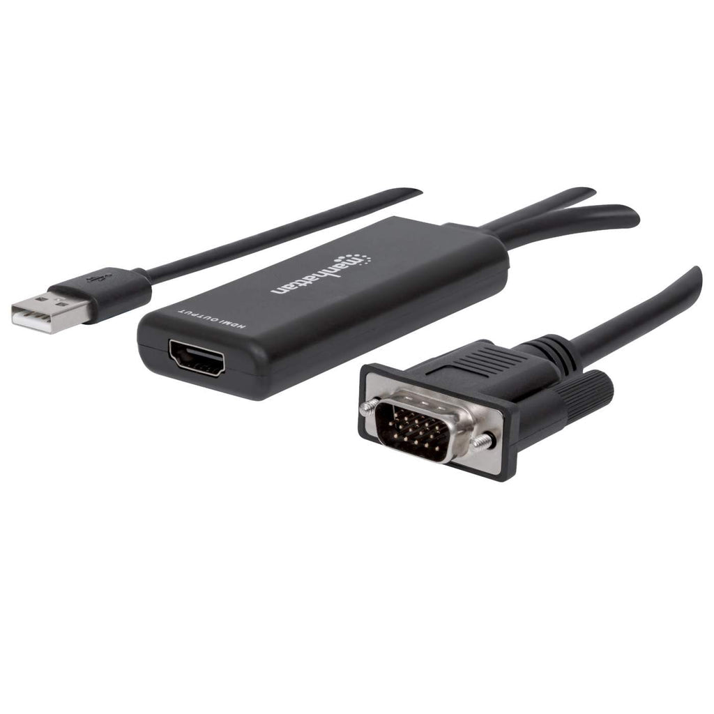 Manhattan 152426 adaptador de cable de vídeo 1 m USB Type-A + VGA (D-Sub) Negro