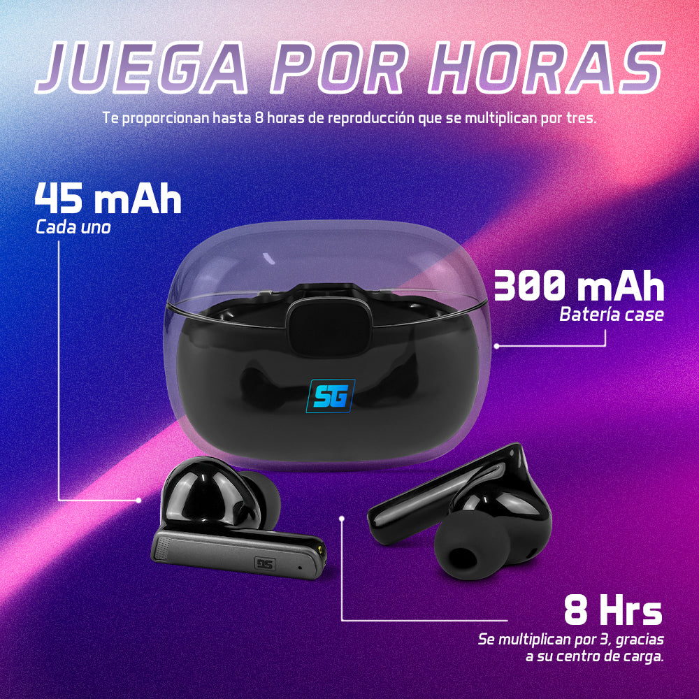 Vorago ESB-301-PRO audífono y auriculare Auriculares True Wireless Stereo (TWS) Intra auditivo Llamadas/Música/Deportes/Diario Bluetooth Base de carga Negro, Transparente
