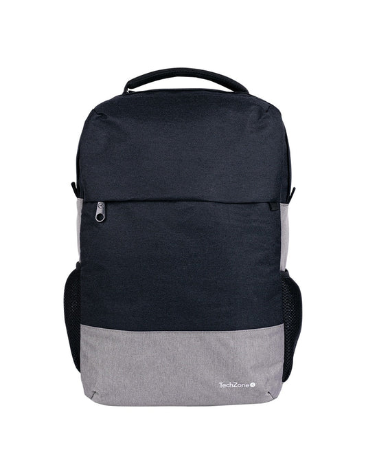 Backpack TechZone Strong Grey Porta Laptop 15.6" Conector Usb Externo Cierres Metalicos Auto Reparables