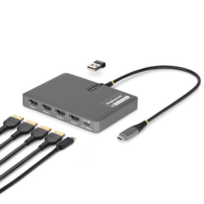 StarTech.com QUAD-USB-HDMI-ADAPT base para laptop o replicador de puertos Alámbrico USB 3.2 Gen 1 (3.1 Gen 1) Type-C Gris