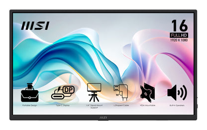 Monitor Portatil MSI PRO MP165 E6 LED 15.6 1920x1080 Full HD 60Hz HDMI Bocinas Integradas