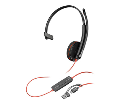 HP Poly Blackwire 3210 Monaural USB-C Headset +USB-C/A Adapter (Bulk) Alámbrico Diadema Oficina/Centro de llamadas USB Tipo C Negro