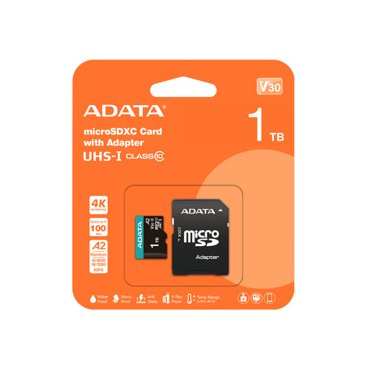 Micro SDXC ADATA 1 TB Nintendo Switch C10 U3 V30S 4K UHD (100/85 MB/S)