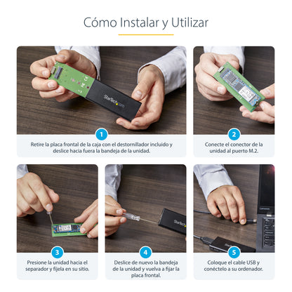 StarTech.com SM21BMU31C3 caja para disco duro externo Carcasa para SSD Negro, Plata