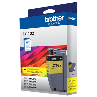 Tinta Brother LC402Y Alto Rendimiento Hasta 550 Páginas Color Amarillo