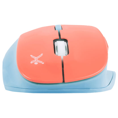 Mouse Inalámbrico Perfect Choice Thumb Ergonómico Clic Silencioso Ajustable 800-1600dpi Color Azul-Coral