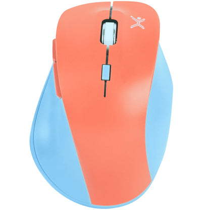 Mouse Inalámbrico Perfect Choice Thumb Ergonómico Clic Silencioso Ajustable 800-1600dpi Color Azul-Coral