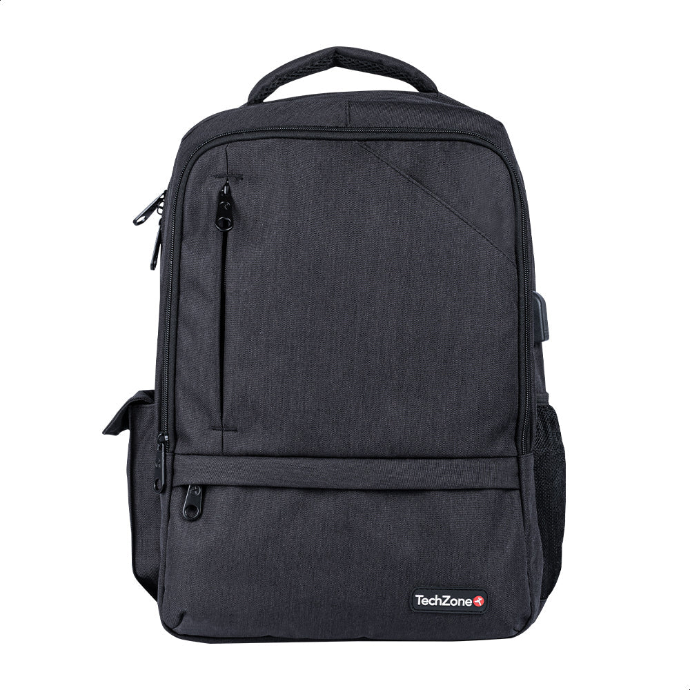 Backpack TechZone Loud Negro porta Laptop 15 6 conector USB Externo Cierre Metalico Autoderrapables