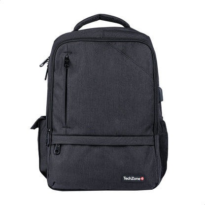 Backpack TechZone Loud Negro porta Laptop 15 6 conector USB Externo Cierre Metalico Autoderrapables