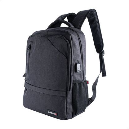 Backpack TechZone Loud Negro porta Laptop 15 6 conector USB Externo Cierre Metalico Autoderrapables