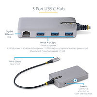 StarTech.com 5G3AGBB-USB-C-HUB base para laptop o replicador de puertos Alámbrico USB 3.2 Gen 1 (3.1 Gen 1) Type-C Gris