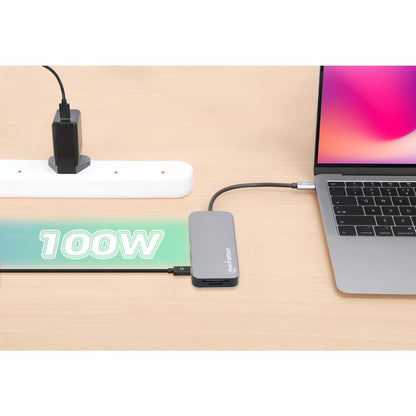 Docking Manhattan USB-C  8 ptos HDMI USB-C PD/2xUSBv3.2/USBv2.0 RED SD/Micro SDD